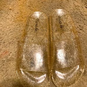 These are some clear jelly bean slippers
